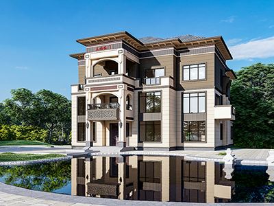 農村三層蓋房設計圖紙及效果圖帶堂屋BZ3571-新中式風格